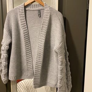 Never worn gray Pom Pom arm cardigan sweater
